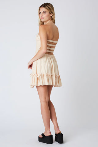 Eileen Ecru Strapless Mini Dress - Side View