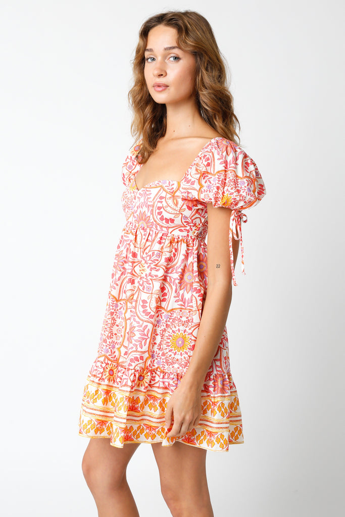 Orange Floral Babydoll Dress