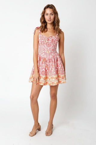 Chateau Orange Floral Bustier Dress - Outfit View