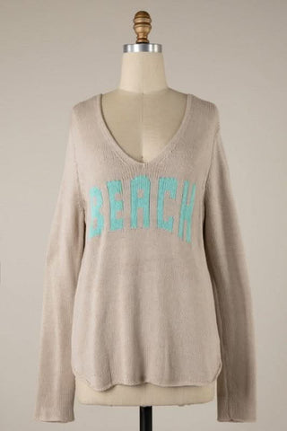 Hit The Beach Beige Lightweight Sweater - Front View