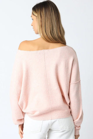 Cecily Light Pink Slouchy Pullover Sweater - Back View