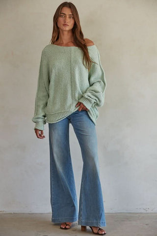Elara Mint Knit Pullover Sweater - Trendy Sweaters
