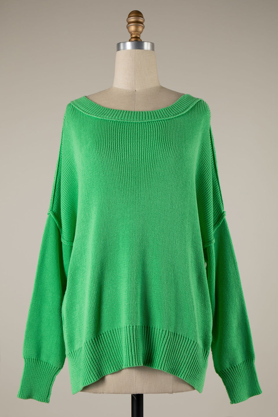 Coffee Date Spring Green Oversized Sweater - Front View