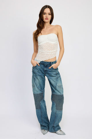 Paros White Sheer Lace Tube Top - Outfit View