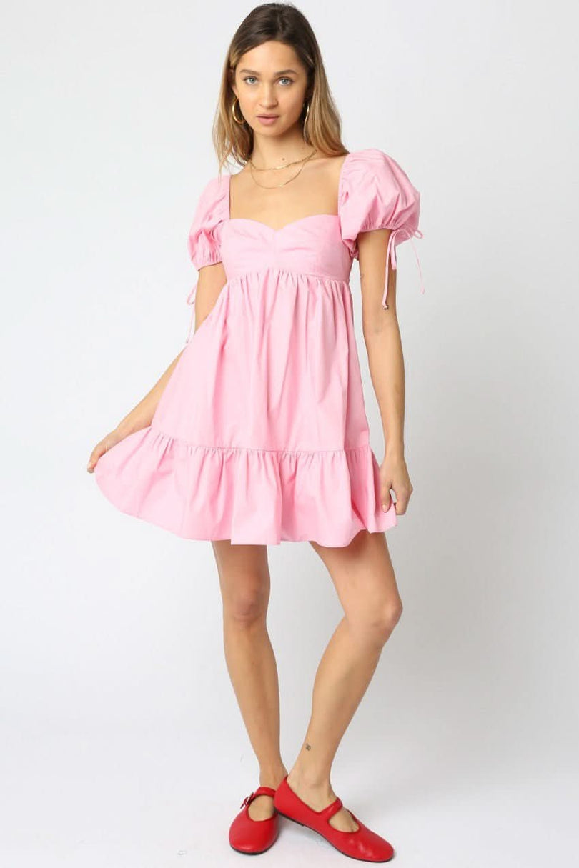 Jessie Light Pink Babydoll Mini Dress from our puff sleeve dresses