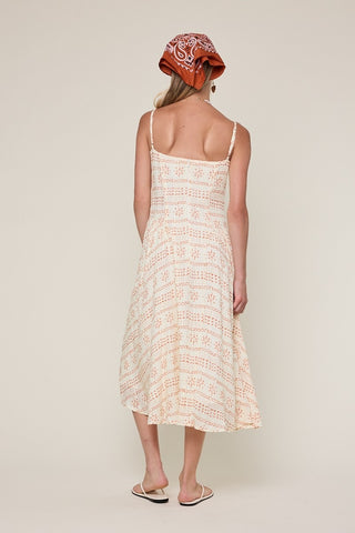 Phia Orange Boho Print Corset Midi Dress - Back View