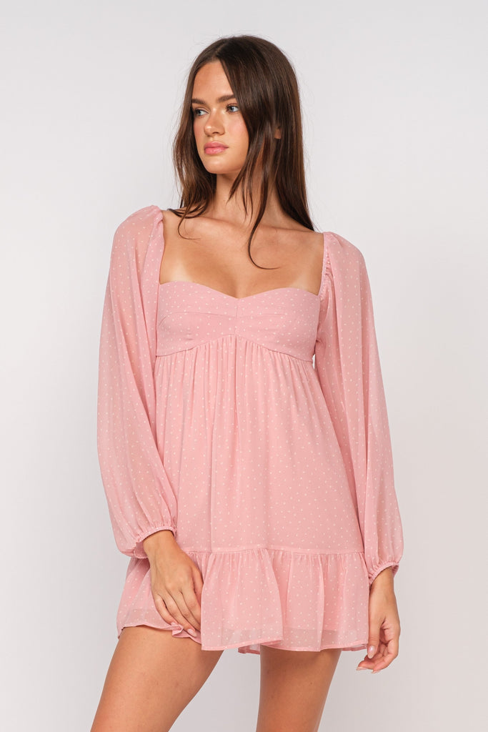 Pink Long Sleeve Boho Dresses