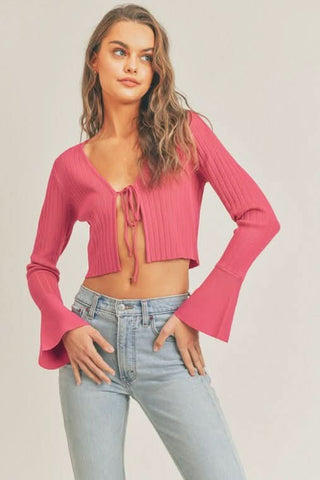 LUSH So Many Reasons Pink Cropped Knit Sweater Top
