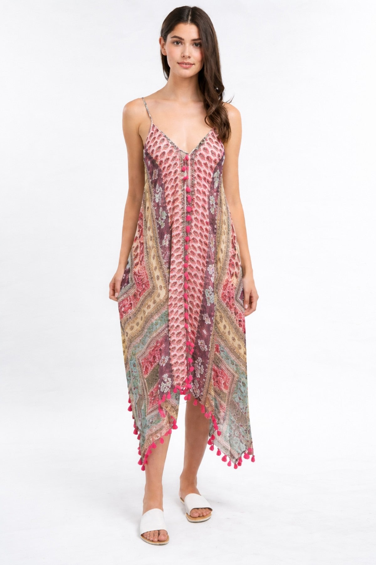Pink Paisley Print Maxi Dress