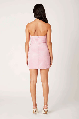 Rita Pink Sparkly Strapless Mini Dress - Back Vie