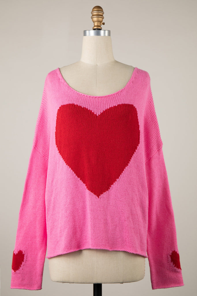 Pink Heart Sweater