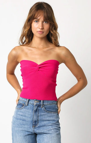 Becca Fuchsia Twist Knot Tube Top - Front View