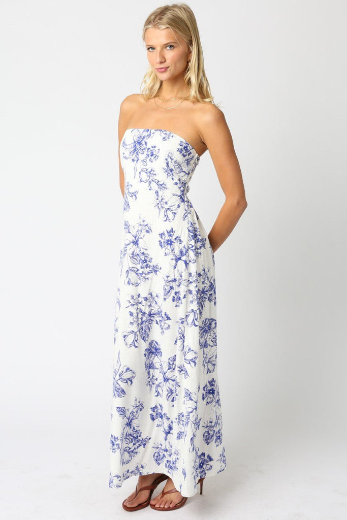Casual Strapless Floral Maxi Dress