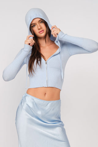 Light Blue Cropped Hoodie Sweater 