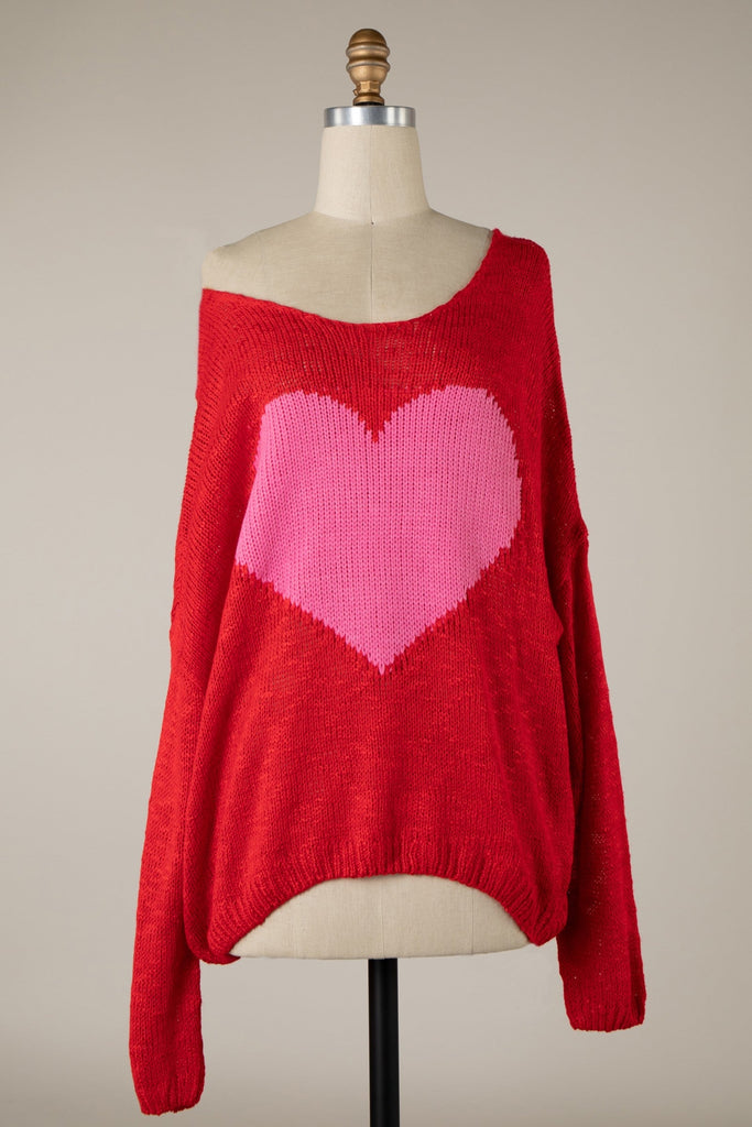 Red and Pink Heart Sweater