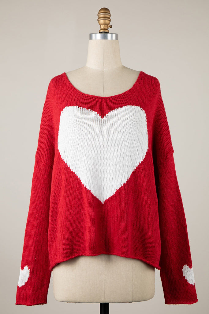 Red Sweater With White Hearts