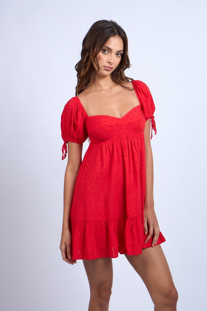 Red Babydoll Dress With Sleeves