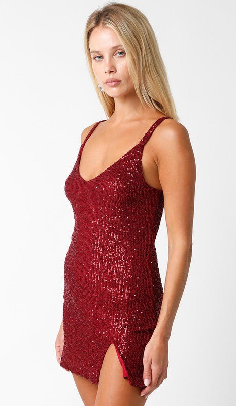 Red Sequin Mini Dress