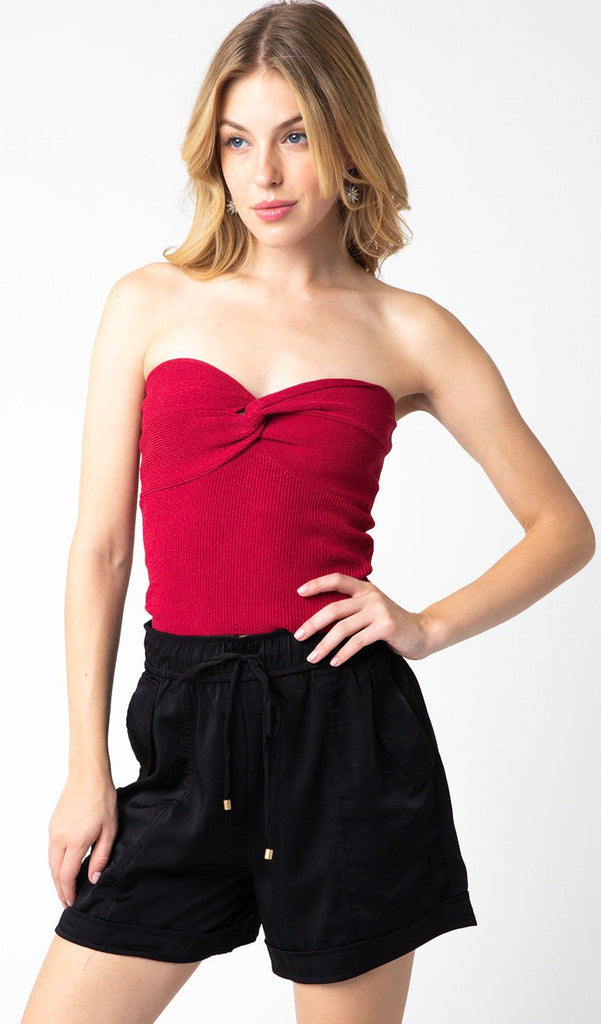 Red Twist Knot Tube Top