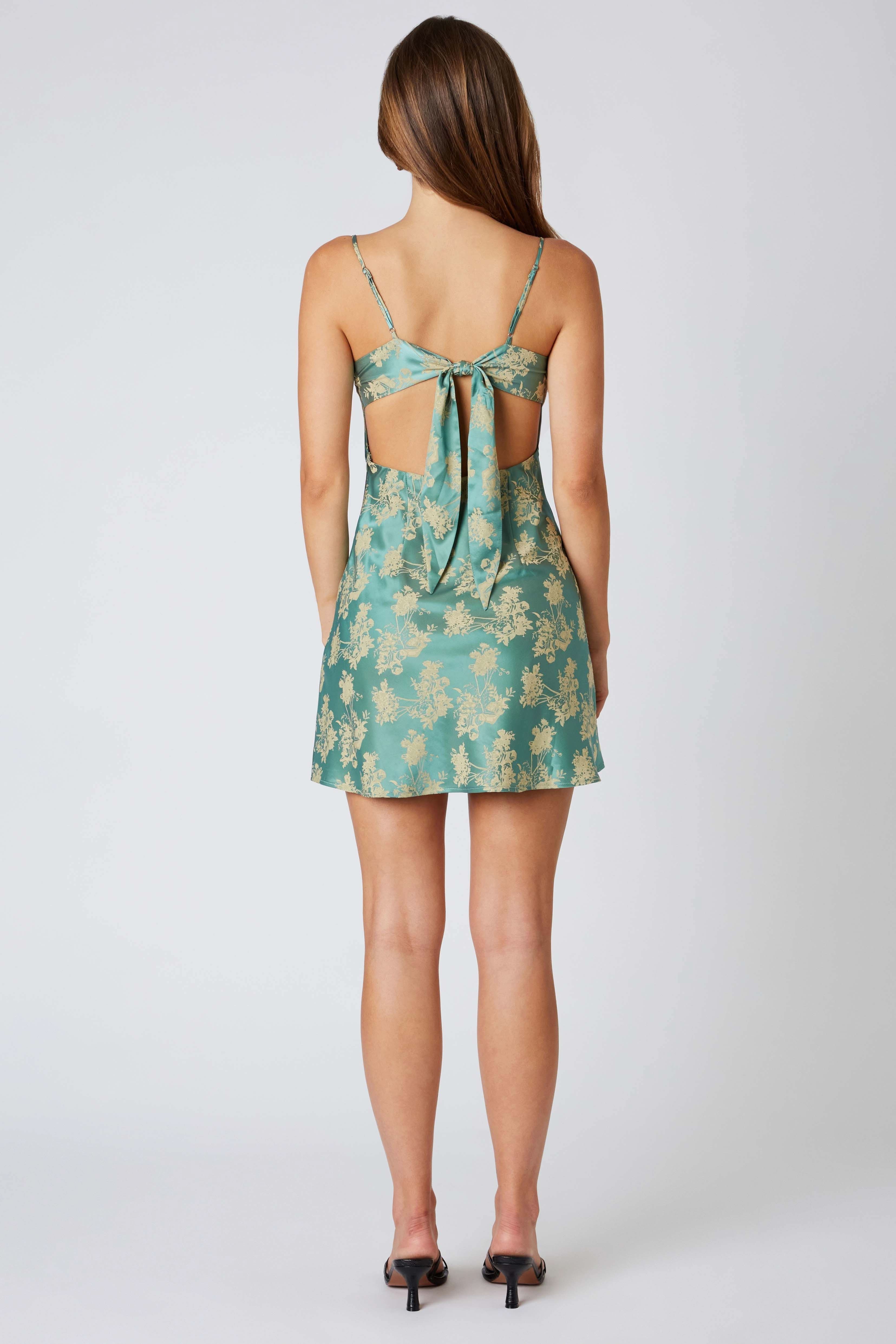 Jade Green Floral Dress - Satin Mini Dress | Boho Pink Jade Green Floral Dress - Satin Mini Dress | Boho Pink