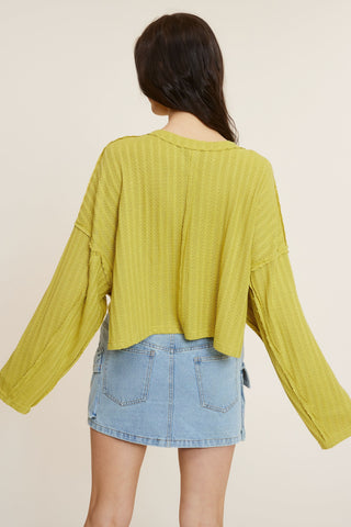 All The Way Green Long Sleeve Crop Top - Back View