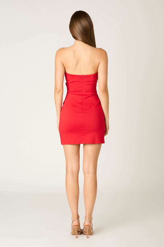 Rita Red Strapless Mini Dress - Back View