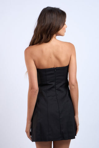 Robin black strapless mini dress for date night back view