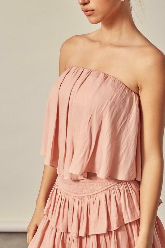 Blush Strapless Romper Dress