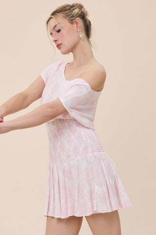 Floral Off Shoulder Smocked Mini Dress