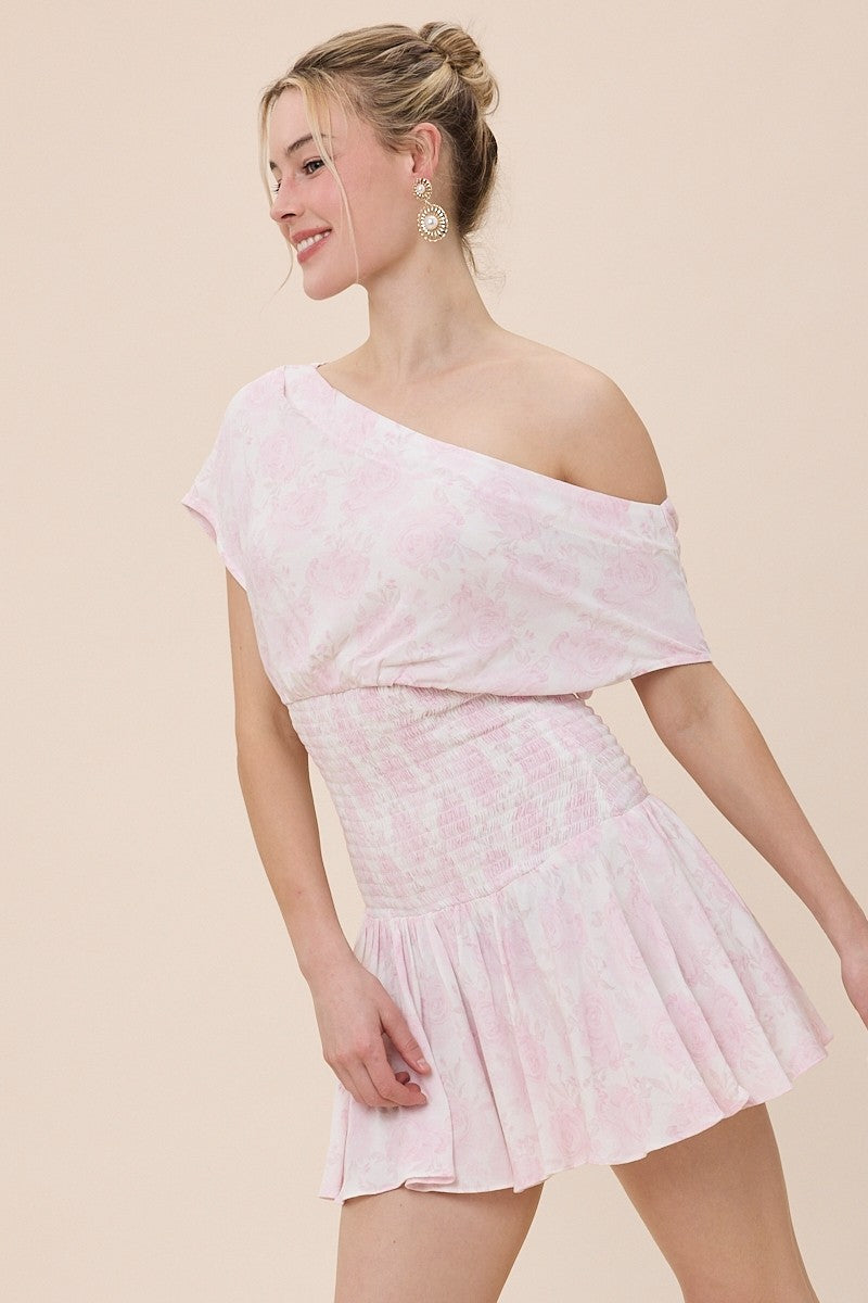 Light Pink Floral Smocked Drop Waist Mini Dress | Boho Pink Light Pink Floral Smocked Drop Waist Mini Dress | Boho Pink