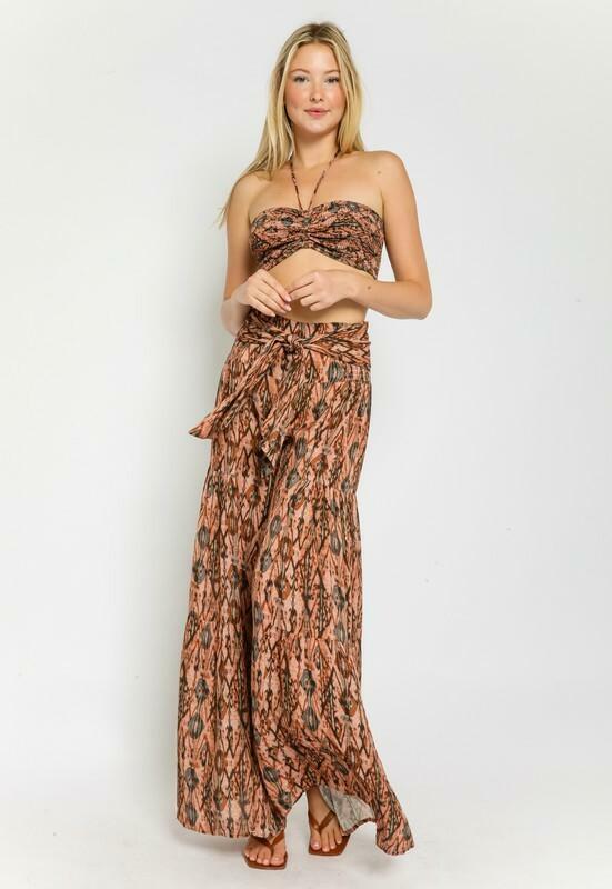 Rust Print Two-Piece Jumpsuit