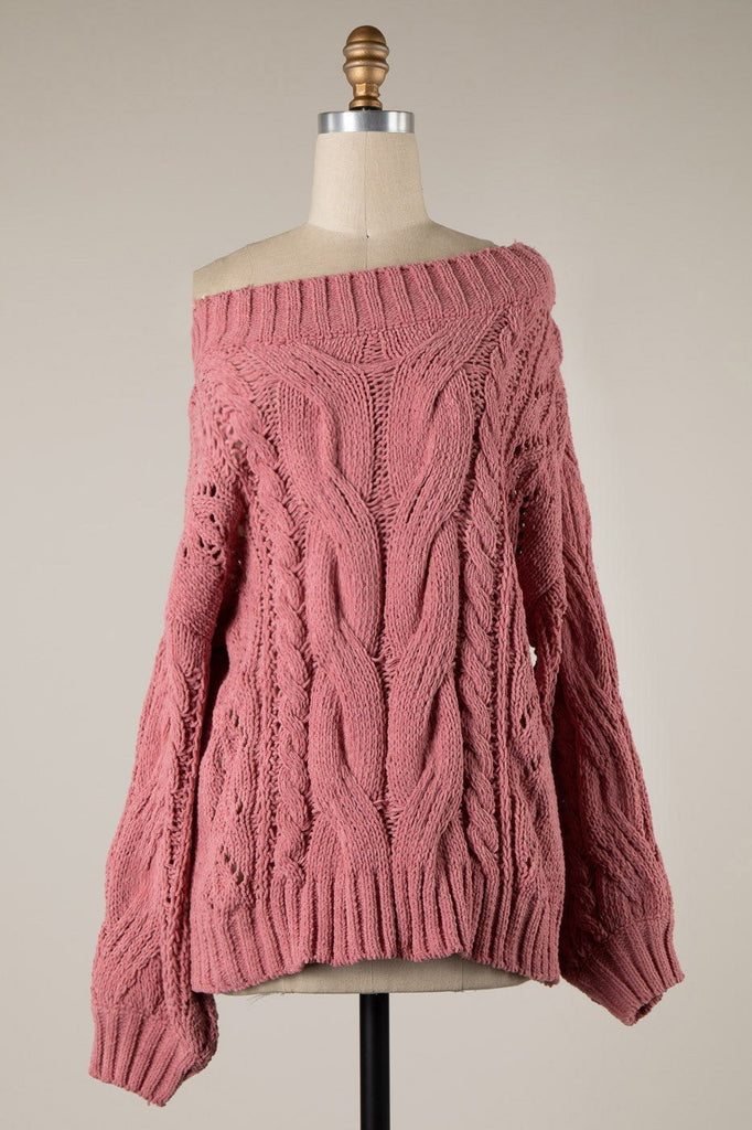 Mauve Cable Knit Sweater