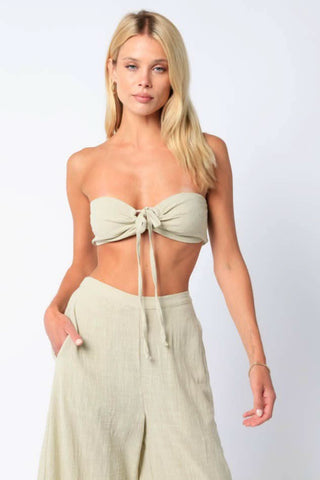 Sage bandeau crop top and pants set