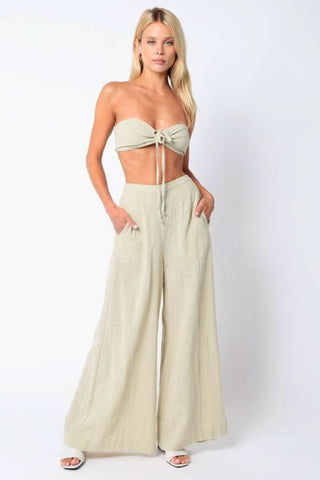 Sage two piece palazzo pants set front view