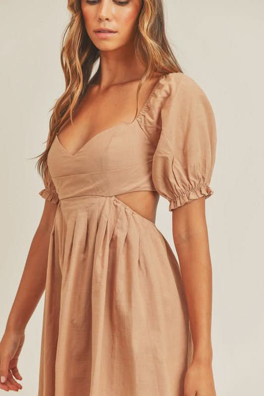 Puff Sleeve Cutout Mini Dress