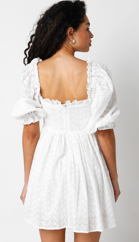 White Puff Sleeve Dress