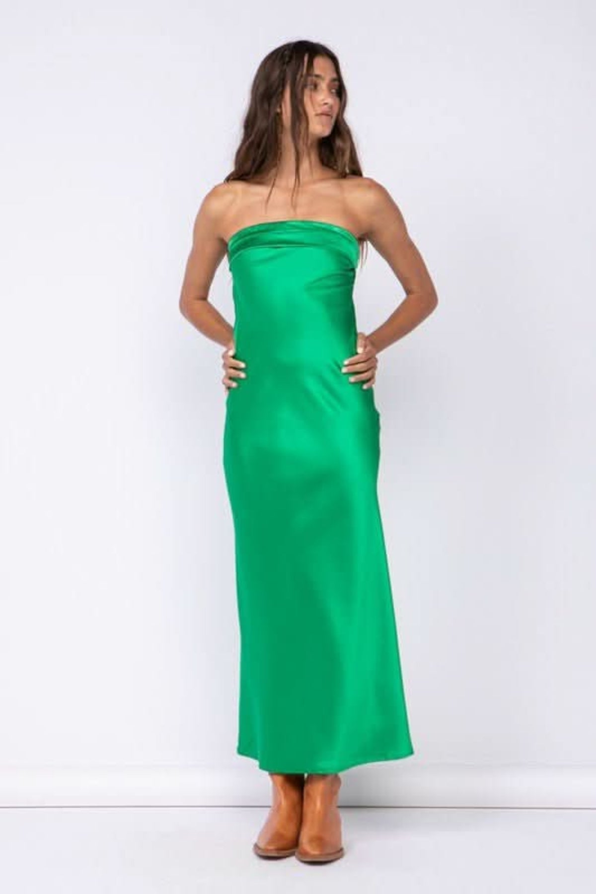 green silk maxi dress Veronica Beard Izaren Halter Maxi Dress | Cactus
