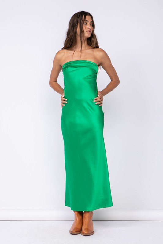 Satin Cowl Back Maxi Dress