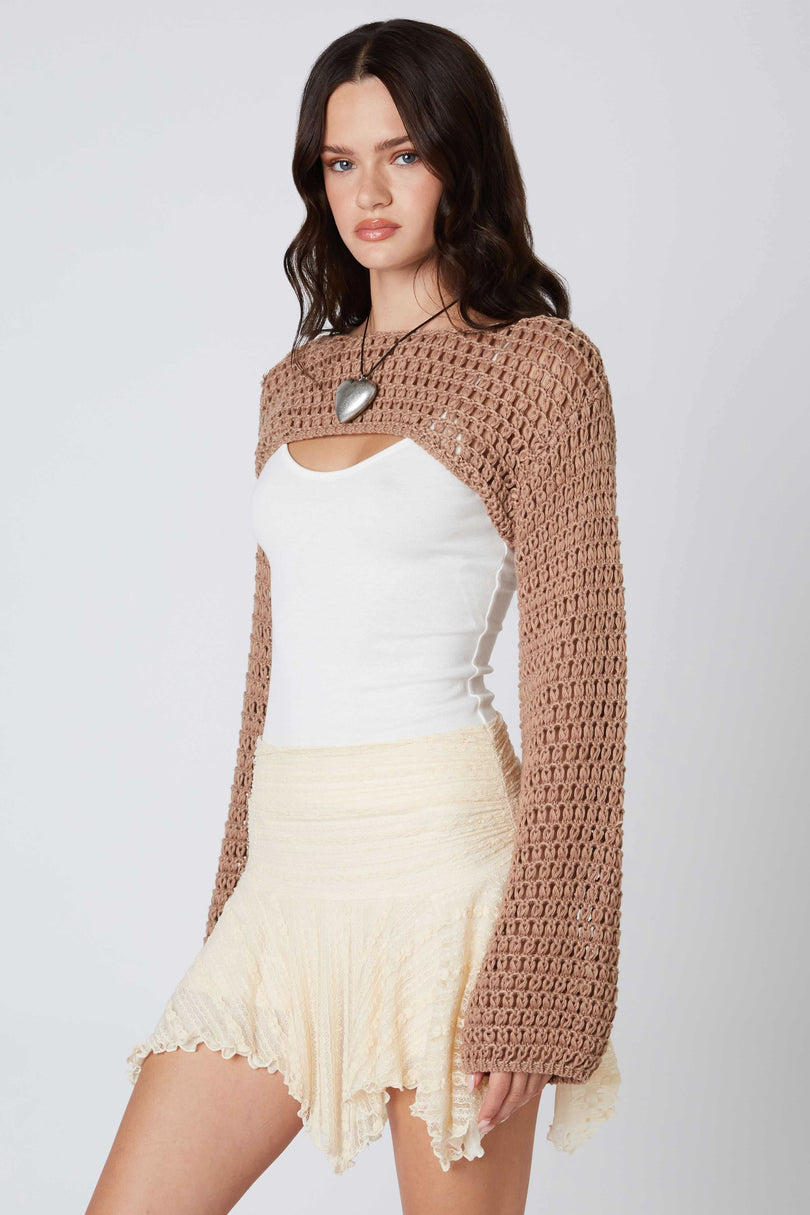Mocha Crochet Shrug Sweater