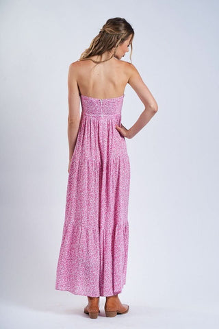 Casual Pink Floral Maxi Dress