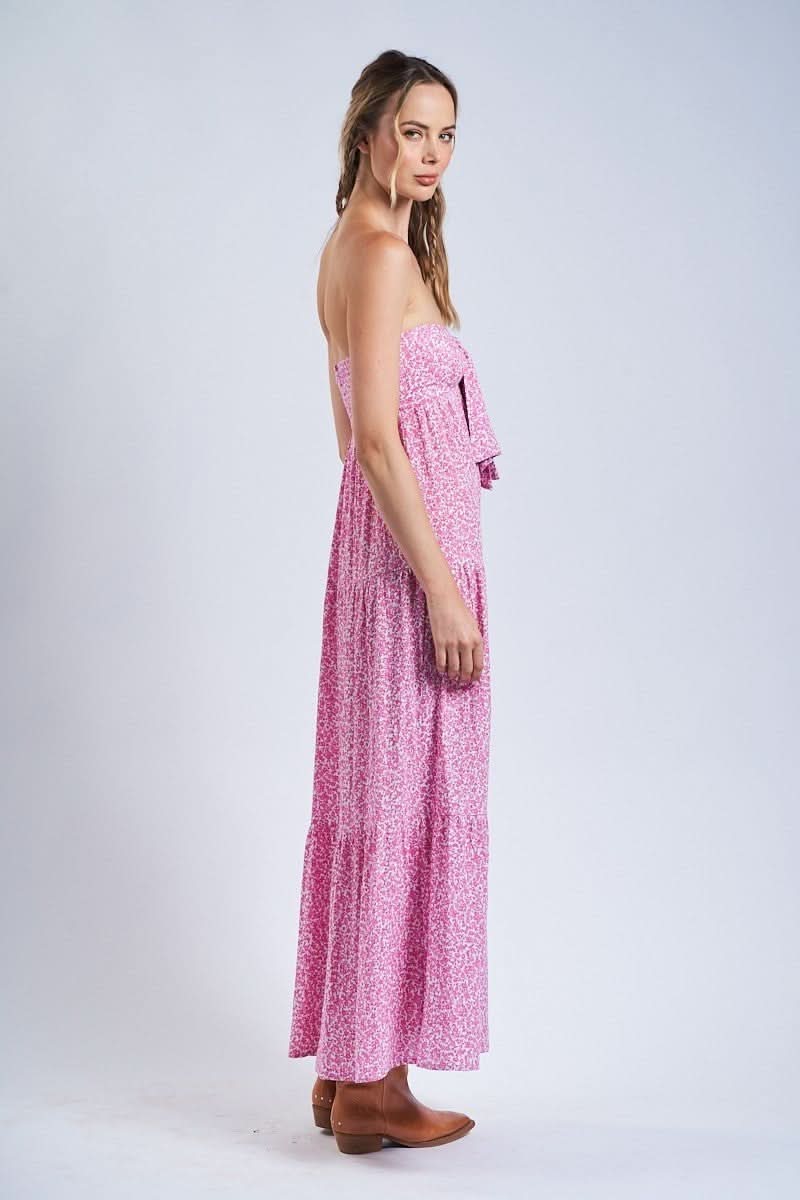 Pink Floral Maxi Dress For Wedding