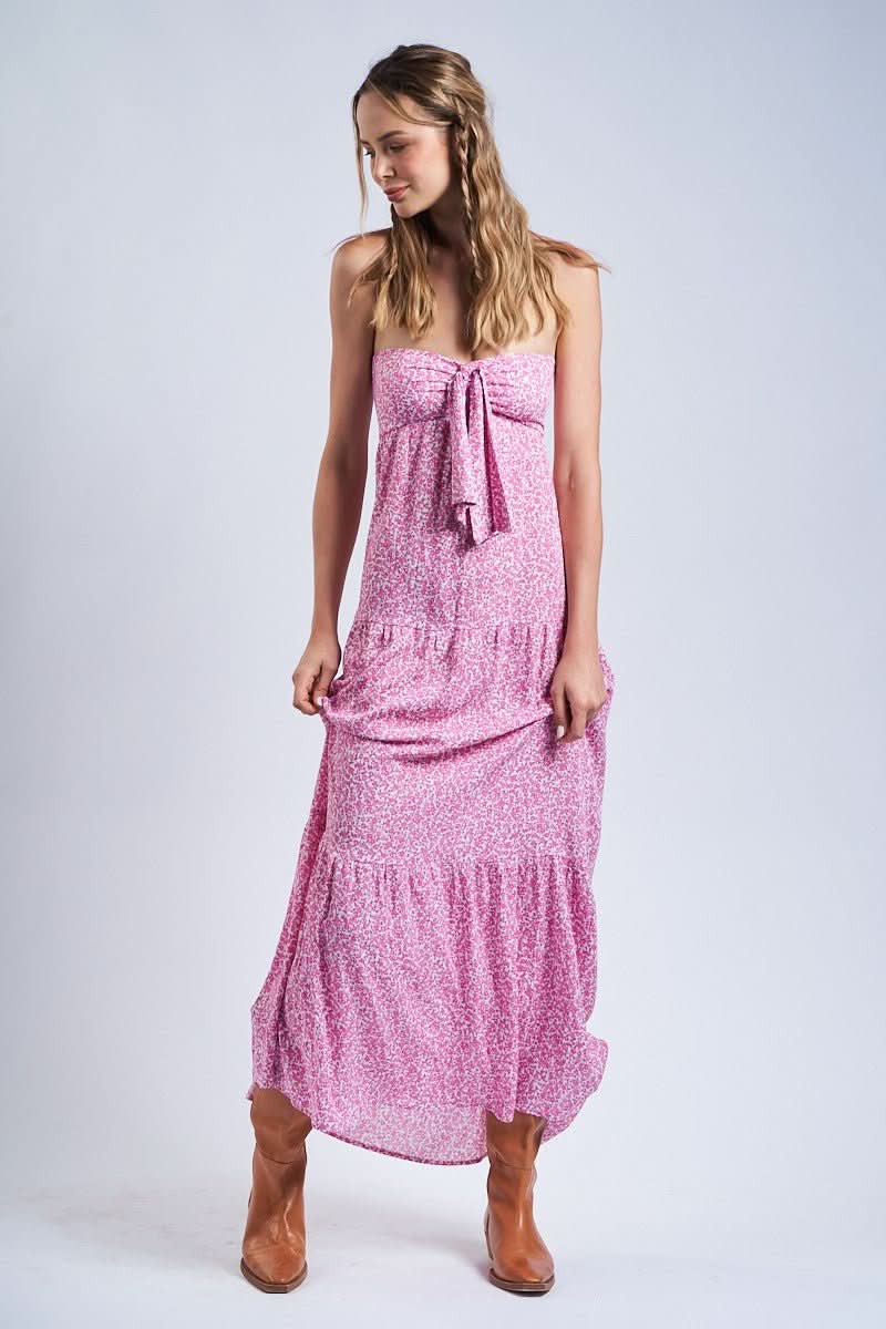 Women Pink Floral Maxi Dress