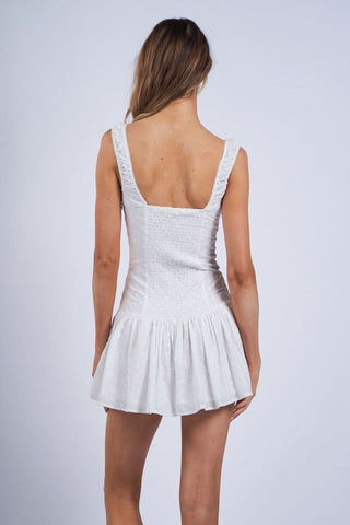 Sienna White Eyelet Mini Dress - Back View