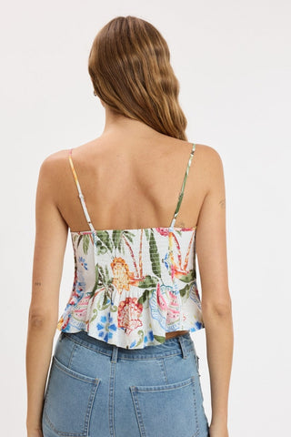 Sirena white printed bustier top back view