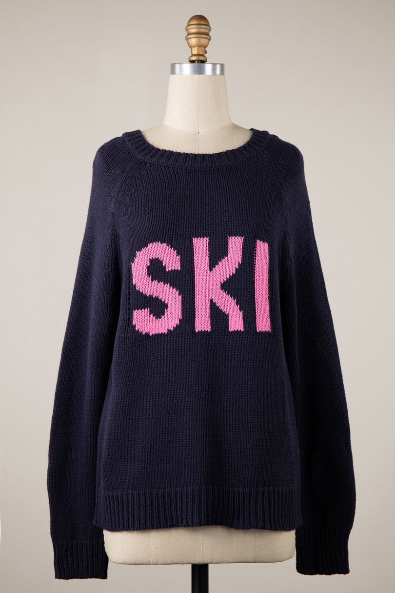 Ski Navy Oversized Pullover Sweater - Front View
