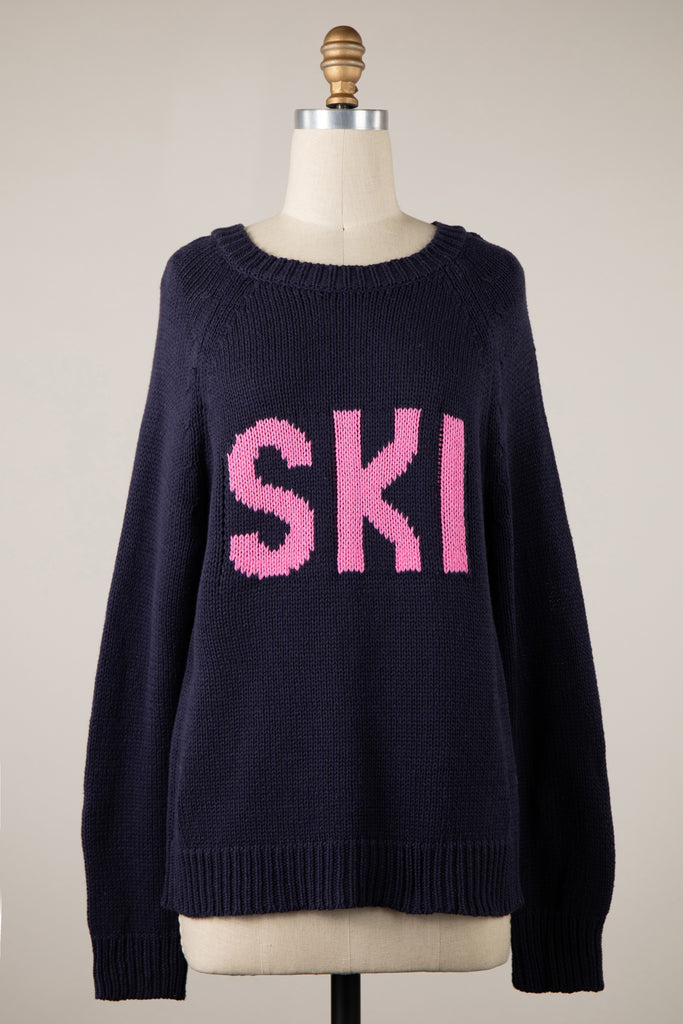 Ski Navy Oversized Pullover Sweater - Front View