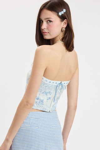 sky blue pond print tube top ba viewl