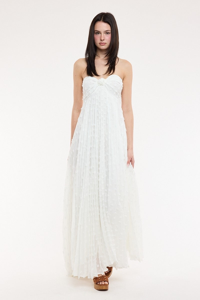 White clip dot Sky to Moon strapless maxi dress