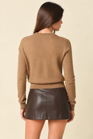 Sloane Camel Argyle Knit Crewneck Sweater - Back View