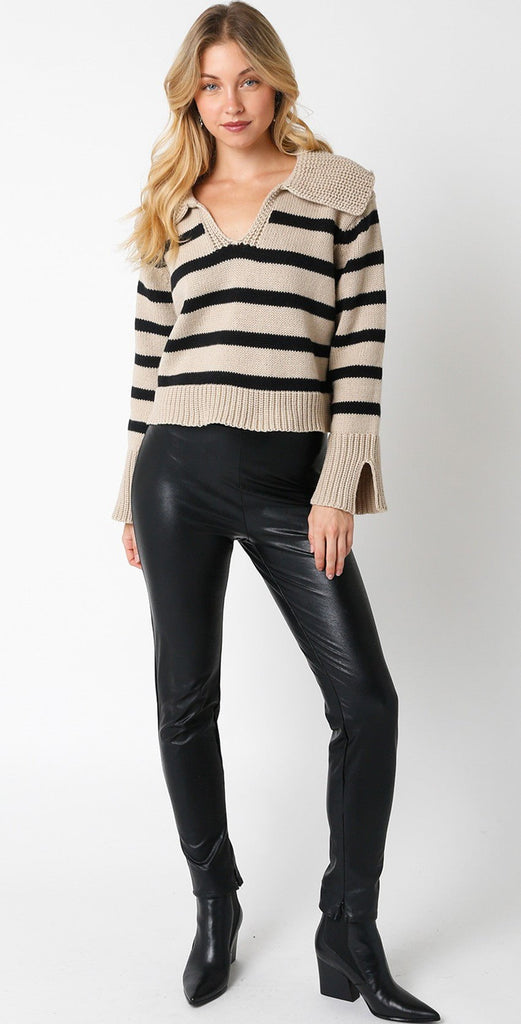 Striped Collared Sweater